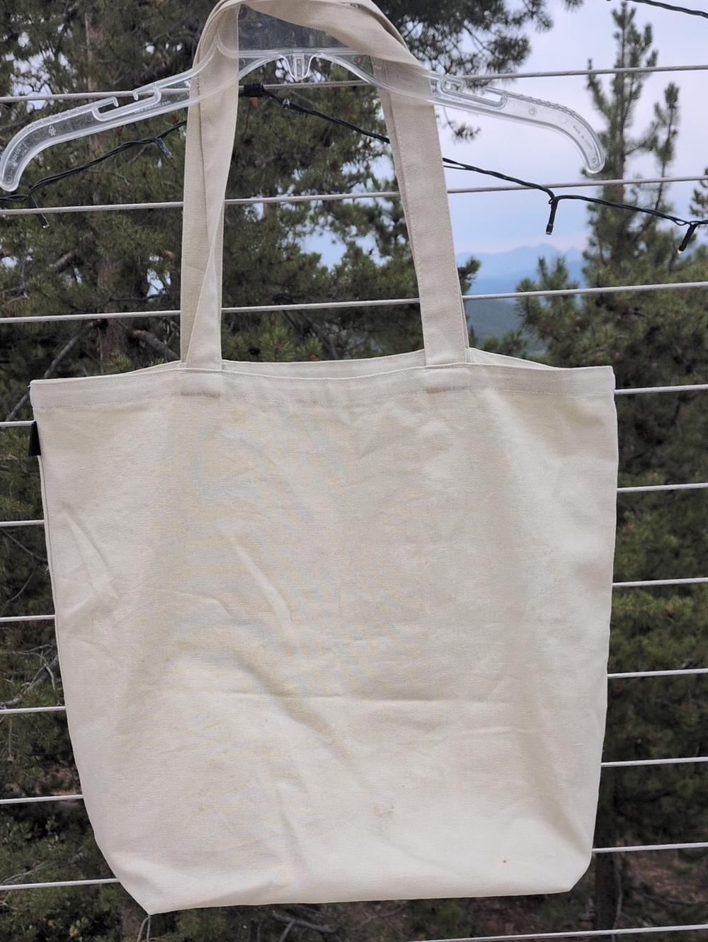 Patagonia Canvas Tote Bag in Cream with Blue Graphic - Picture 5 of 11